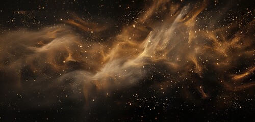 Obraz premium Golden Cosmic Dust Cloud with Sparkling Stars