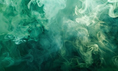 Abstract Green Smoke and White Ink Vapor Background - Powered by Adobe