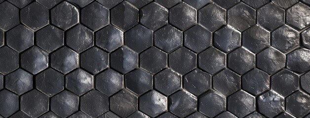 Hexagonal Black Tiles Abstract Background