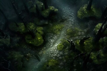 DnD Battlemap Forest of the Silent Shadows - Thick Forest Landscape.