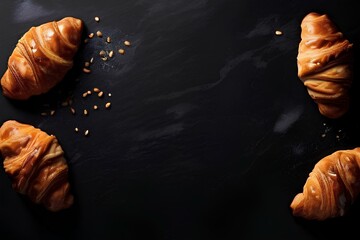 Black Slate Background for the Menu Baking Croissants.