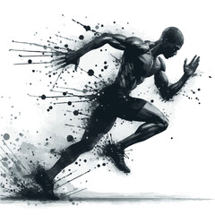 Naklejka premium Very Beautiful highly detailed olympic man running watercolor vector illustration isolated on white background