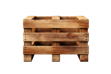 Paradoxical Harmony: A Wooden Crates Solitude on a Blank Canvas on Transparent PNG Background.