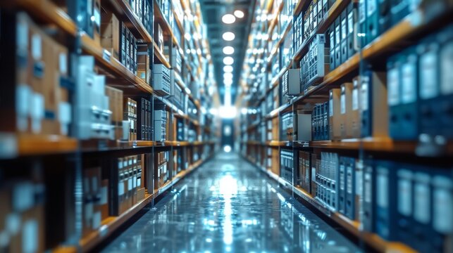 Document archive close-up, archive room, realistic style, bright, technology, modern office. Generative AI.