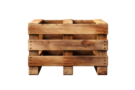 Paradoxical Harmony: A Wooden Crates Solitude on a Blank Canvas on Transparent PNG Background.