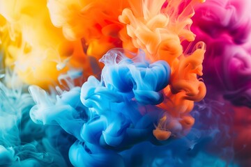 Fototapeta premium Colorful Ink Clouds in Water Closeup