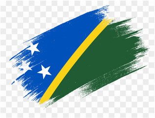 Solomon Islands flag brush paint textured isolated  on png or transparent background. vector illustration