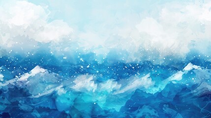 Obraz premium Abstract Blue Ocean Waves Watercolor Painting