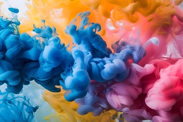 Colorful Ink Clouds in Water Macro Photography