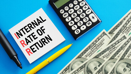 IRR internal rate of return is shown using the text