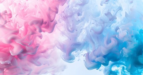 Colorful Blue and Pink Ink Swirling in Water