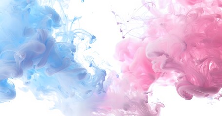 Abstract Blue and Pink Ink Clouds in Water