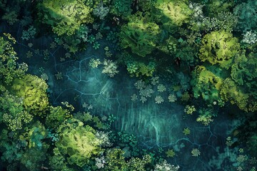 DnD Battlemap Enchanted Forest Battlemap: Dense trees under moonlight.