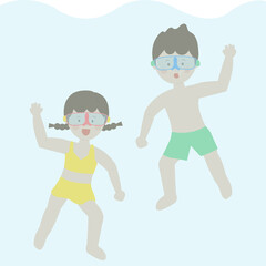 여름 물놀이 하는 아이들