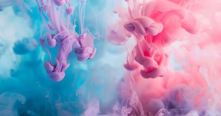 Fototapeta premium Colorful Blue and Pink Ink in Water Closeup