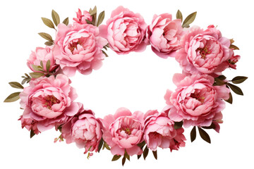 Whispers of Spring: A Delicate Pink Flower Wreath on a White Canvas on Transparent PNG Background.