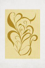 Fashionable illustration in vintage style. Pattern to print for wall decorations. Abstract botanical shapes. Generated by Ai