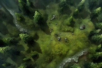 DnD Battlemap Forest Battlemap: Dense forest clearing with path.