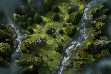DnD Battlemap Forest Battlemap: Intense forest with hidden paths and clearings.