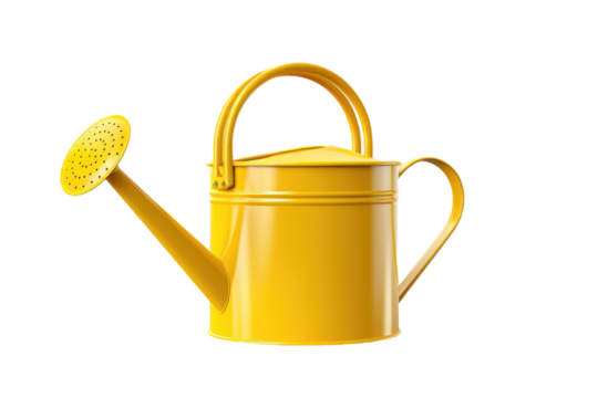 The Golden Glow: A Vibrant Yellow Watering Can With a Matching Lid on Transparent PNG Background.