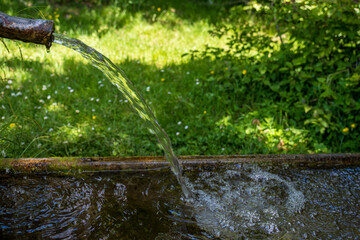 water flowing from a fountain