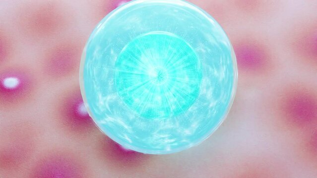 Droplets of substance created from 5 droppers are falling onto the surface of the acne-prone skin. Essence 3d scene, improve acne skin, increase skin elasticity