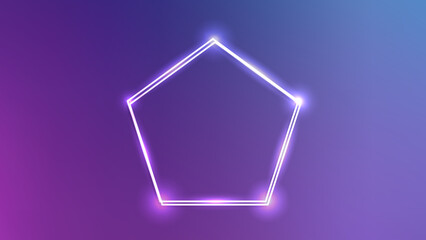 Neon double frame with shining effects 