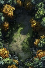 DnD Battlemap Forest Enchanting Breeze - Peaceful woodland stream in autumn.