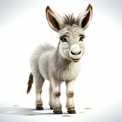 Obraz premium Donkey standing on a white background. 3d render illustration.