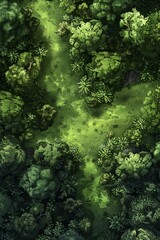 DnD Battlemap Forest Within the Verdant Vale - Majestic trees in lush green landscape.