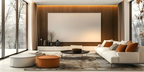 Modern living room with an external split wall type air conditioner unit. Concept Home Decor, Air Conditioning, Modern Living Room, Split Wall Unit, Interior Design