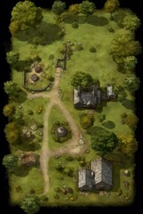 DnD Battlemap Harmony Hill Heritage Ground - Serene countryside landscape with trees.