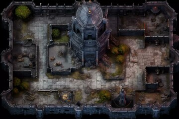 DnD Battlemap Dark Castle in a Demonic Realm - A sinister fortress in hellish surroundings.