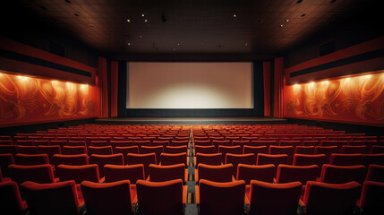 Fototapeta premium Premiere Night: An Empty Movie Theater Awaits