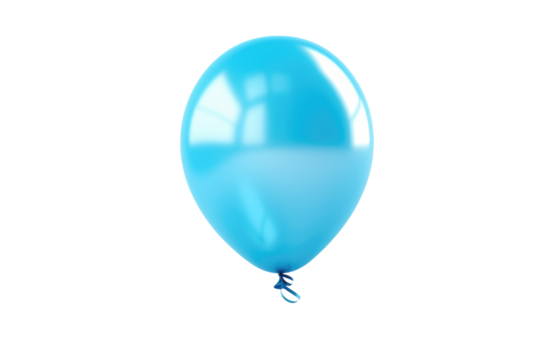 Whimsical Blue Balloon Dancing in the Sky on Transparent PNG Background.