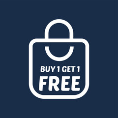 Vector buy 1 get 1 free logo sign template for promotion