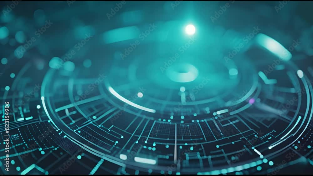 Poster a hologram hud circle interface with holograms, which are excellent for any hi-tech, science, or tec