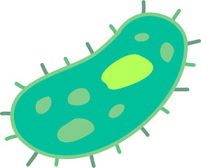 Flat green virus cartoon illustration