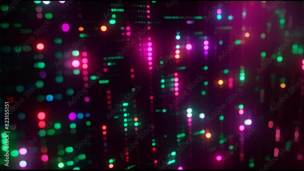 Poster Motion Abstract Binary Decimal Statistics Monitor Display Futuristic Digital Data Number Code Animation For Screensaver.