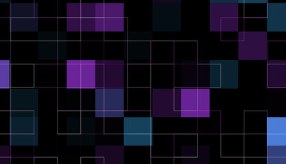 Abstract Geometric Art with Colorful Tiles and Digital Design, Featuring Shades of Purple, Blue, and Green