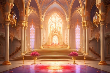 Majestic Royal Palace Hall with Stained Glass