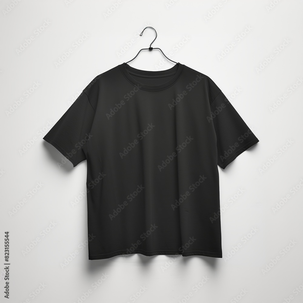 Wall mural black oversize t-shirt mockup isolated on white background. unisex modern casual t-shirt - Wall murals