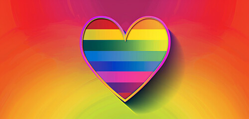 Rainbow heart on an ultra-wide gradient of LGBTQ pride colors, customizable text area.