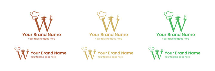 W letter restaurant logo design