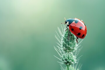 Fototapeta premium Red scarab on the leaves