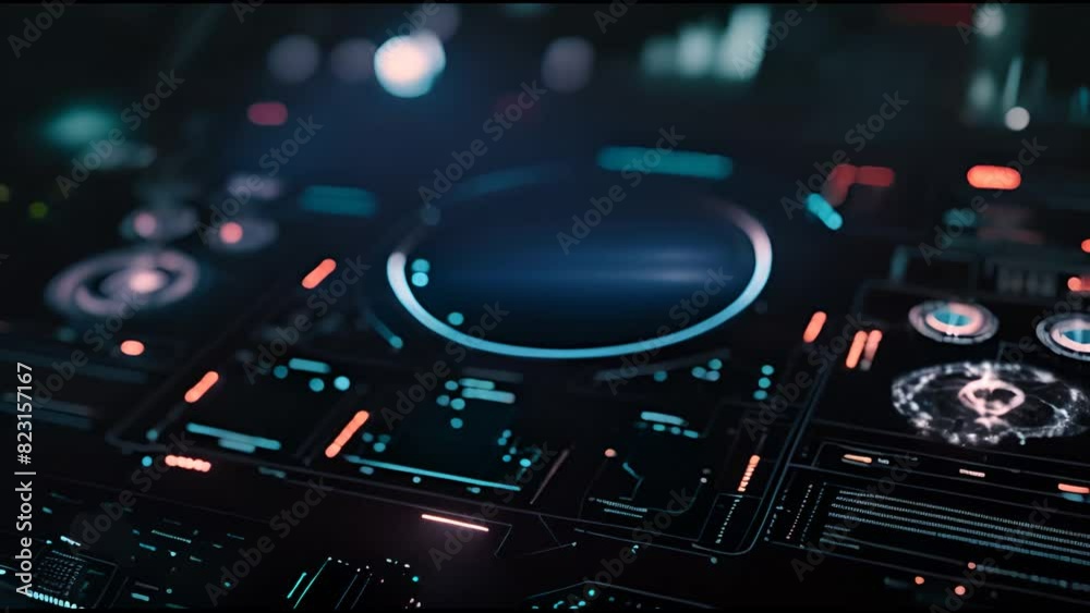 Poster A futuristic general user interface HUD with infographic elements. Abstract virtual graphics user interface. UI HUD infographic interface screen monitor