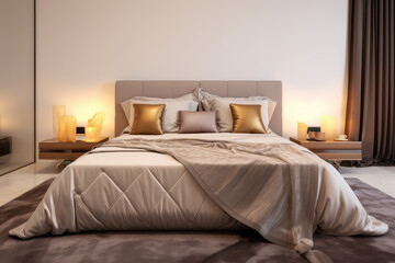 Luxurious Modern Bedroom Interior with Warm Lighting