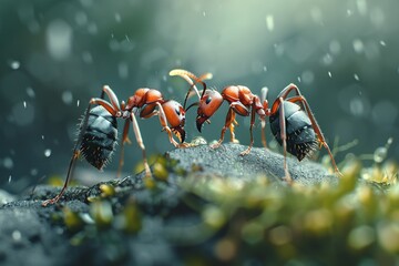 Fototapeta premium Close ups of ants