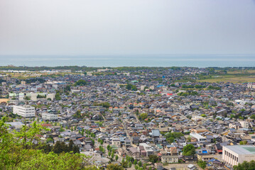 Obraz premium Aerial view of Murakami City in Niigata Prefecture, Japan