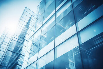 Modern Corporate Building Facade in Cool Blue Tones